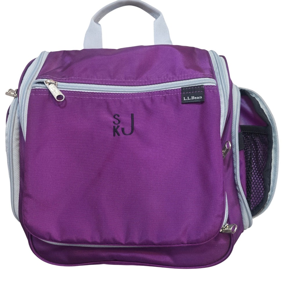 LL Bean Personal Organizer Toiletry Bag Purple Medium Hanging Travel Case SKJ